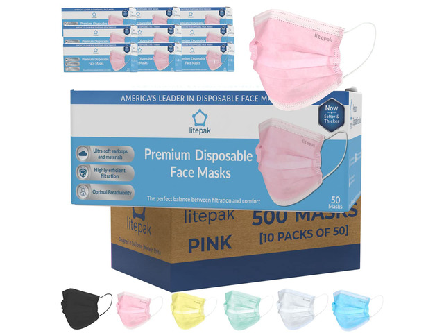 500pcs Premium Disposable Face Mask SOFT 3ply Nose Wire