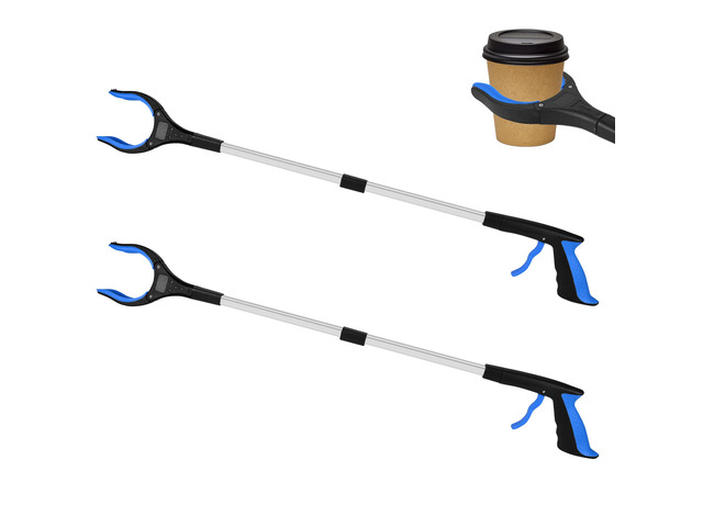 2 Pack 32 Inch Commercial Trash Grabber for Elderly Assist, Heavy Duty Lightweight Reacher with Ergonomic Handle & Non-Slip Grip, Multi-Use Outdoor...