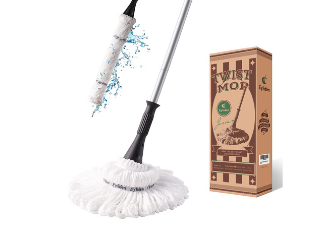 Mop with 2 Reusable Microfiber Heads, Easy Wringing Twist Mop 57.5 inch Long Handle, Wet Mops for Floor Cleaning, Commercial Household Clean...