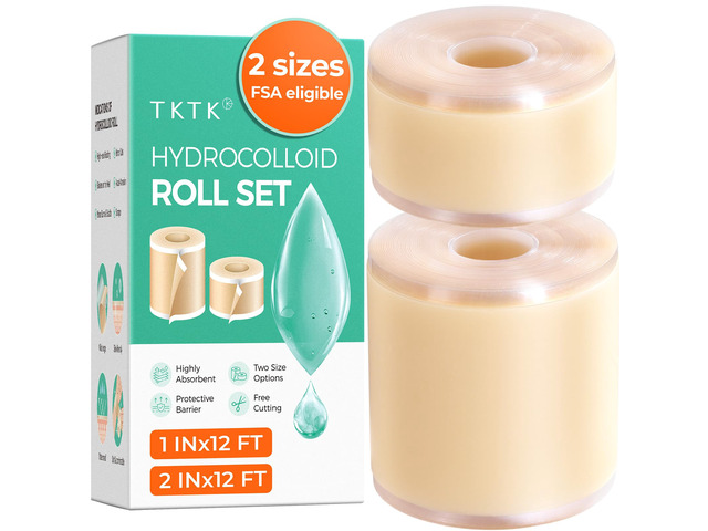 Hydrocolloid Roll 2 Sizes, Cut-to-Fit Bandages for Pimple & Wounds 2in x 12ft + 1in x 12ft Pimple Patch Roll Value Pack, Long-Lasting, for Acne &...