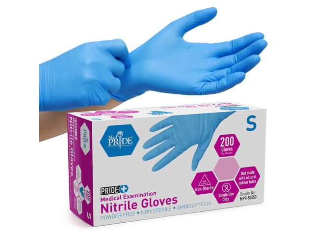 Disposable Blue Nitrile Gloves, Pack of 200, Ideal for Medical, First Responders, Law Enforcement, Tattoo Artists, Food Vendors, Painters,...