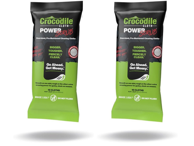PowerScrub - 10 Dual Surfaced Cloths, 10in X 15in. Large, Moist, Absorbent and Disposable Cleaning Cloths. Safe on Skin and Multiple Surfaces (Pack...