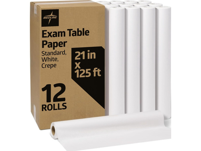Medical Exam Table Paper, Crepe Table Paper, 21 inches x 125 feet, Case of 12 Rolls