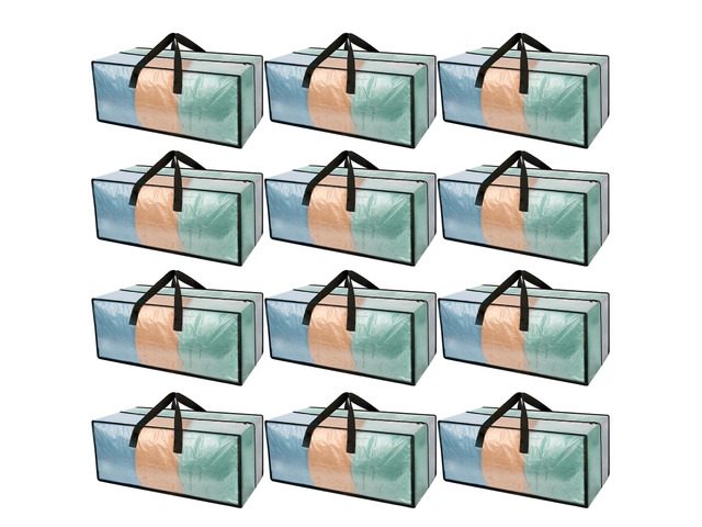 Heavy Duty Clear Moving Bags with Strong Zipper & Comfortable Handles 12 Pack Extra Large Storage Bags Totes Moving Boxes Packing Supplies for...