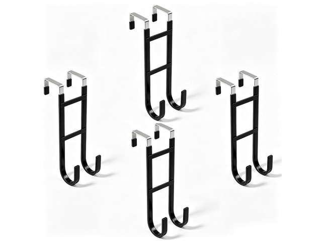 Over-the-Door Hooks, 4 Pack Heavy Duty Door Hanger with Anti-Scratch Rubber for Hanging Coat Towel Bag, Fits 1-3/8' Interior Doors, Suitable for...