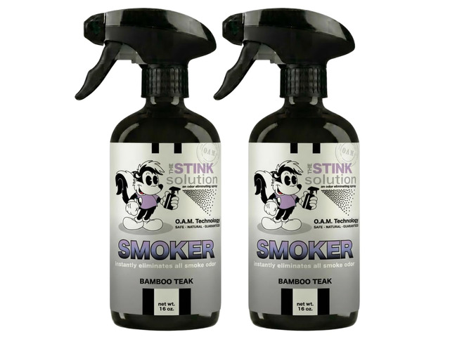 Smoke Odor Eliminator Spray, Bamboo Teak, 2 Pack, 16 oz Eliminates Smoke Smell at the Source. Deodorizer for Homes, Cars, Clothes, Walls,...