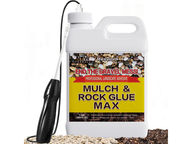 Rock and Mulch Glue for Landscaping 1 Gal with Electric Sprayer Ready-to-Use Mulch Glue A 100% Permeable, Pet-Safe Adhesive for Stones & Pebbles