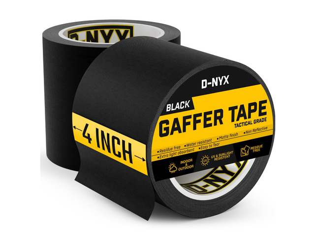 Gaffer Tape 4 Inch x 2 Pack Black Gaff Tape, Heavy Duty No Residue Gaffers Tape, Multipurpose Real Professional Grade Black Gaffer Tape, Matte...
