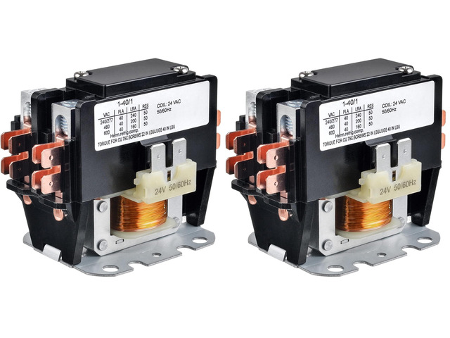 1 Poles FLA 40 Amp Coil 24 VAC Air Conditioner Condenser Compressor Contactor AC Definite Purpose Contactor (Pack of 2)
