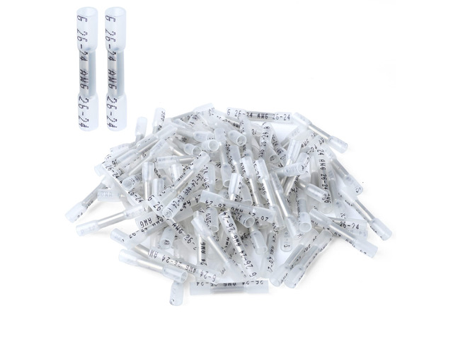 500PCS Clear Heat Shrink Butt Wire Connectors 26-24 AWG, Insulated Waterproof Electrical Wire Connectors Automotive Marine Grade Wire Crimp...