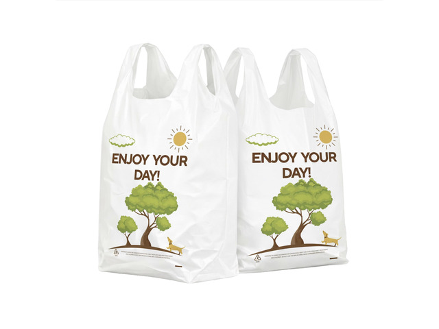 White Thank you T shirt bag, Grocery shopping bag Reusable and Disposable Supermarket Bag 11''x6''x21'' 150PCS