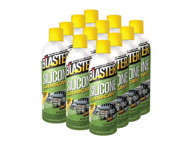 BLaster Silicone Lubricant Spray, 11 oz Aerosol Cans (12-Pack) Silicone Spray Lubricant for Rubber & Plastic, Garage Door & Window Track...