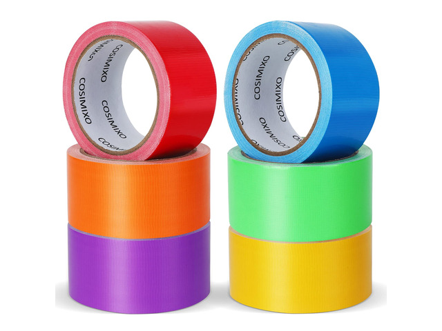 6-Pack Rainbow Colored Duct Tape 15 Yards x 2 Inch Heavy Duty, No Residue, Tear by Hand & Waterproof,Great for Packaging, Arts & Crafts,...