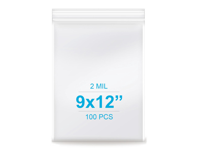 9''x 12'', (Pack of 100) 2 mil Thick Clear Plastic Reclosable Zip Poly Bags with Resealable Lock Seal Zipper for Photo, Jewelry, Bakery, Treats,...
