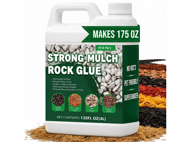 Oyevila Mulch Glue for Landscaping, 1.05 Gallon Concentrated Rock Glue Concentrated Water-Based Binder Helps Hold Mulch, Gravel and Bark in Place...