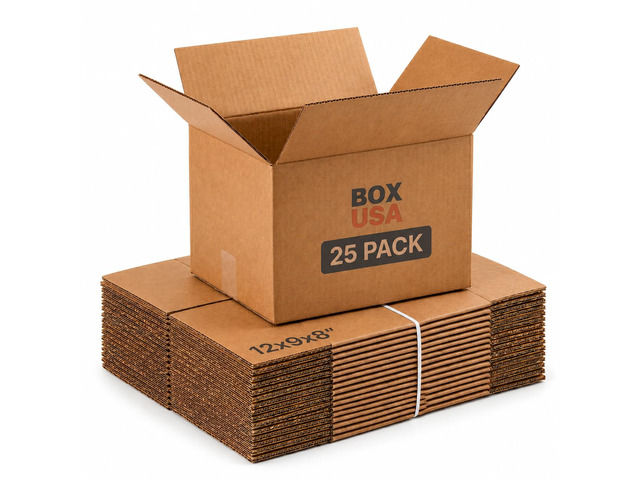 12 x 9 x 8 Corrugated Cardboard Boxes, Small 12'L x 9'W x 8'H, Pack of 25 Shipping, Packaging, Moving, Storage for Home or Business, Strong...