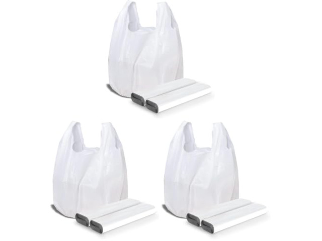 Plastic Bags - 100Pack (25 mic thickness) (11.5'x 6.5' x 21') with Handles - Small Business & Grocery Bags in Bulk - Heavy Duty, Unscented (Pack of 3)