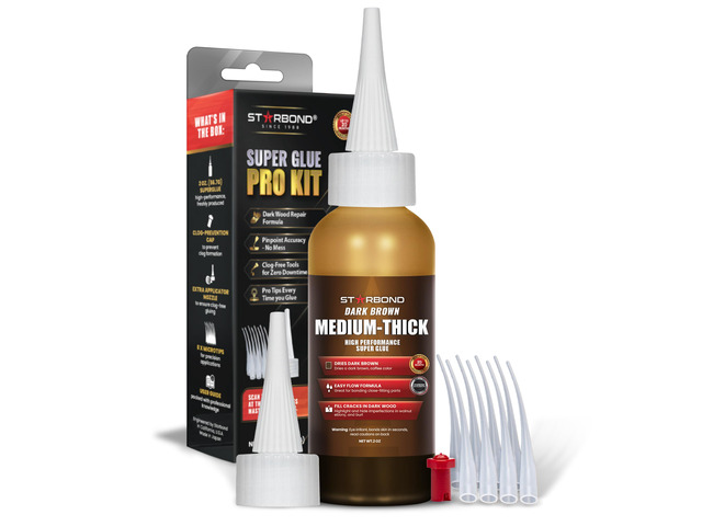 2 oz. Dark Brown Medium-Thick CA Glue (Premium Cyanoacrylate Super Glue) Knot Filler 500 CPS Viscosity for Woodworking, Woodturning, Carpentry,...