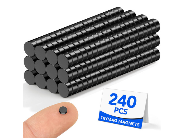 Small Neodymium Magnets, 240Pcs Black Tiny Round Fridge Magnets Strong Rare Earth for Fridge, Whiteboard, Billboard, Hobbies, Dry Erase Board