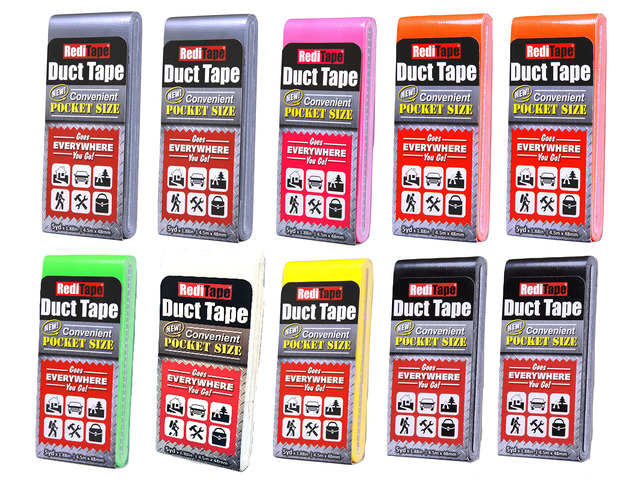 Travel Size Pocket Duct Tape 10-Pack 1.88 inches x 5 Yards per Flat Pack (10-Pack, Rainbow Assortment)