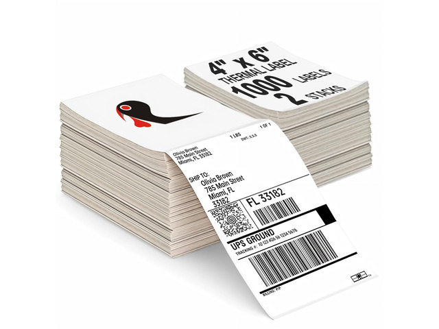 1000 4x6 Thermal Labels 500/Stack, Commercial Grade Shipping Thermal Labels 4x6 Fanfold, Clear Printing, Compatible with Rollo, Zebra, MUNBYN Printers
