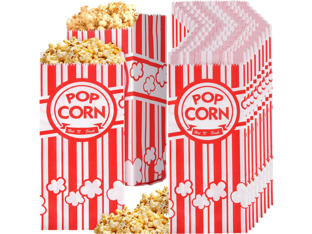 500 Pieces Paper Popcorn Bags, 1 oz Bags Individual Servings for Machine Maker Cart Supplies, Small Mini Pop Corn Bag Bulk Carnival Party
