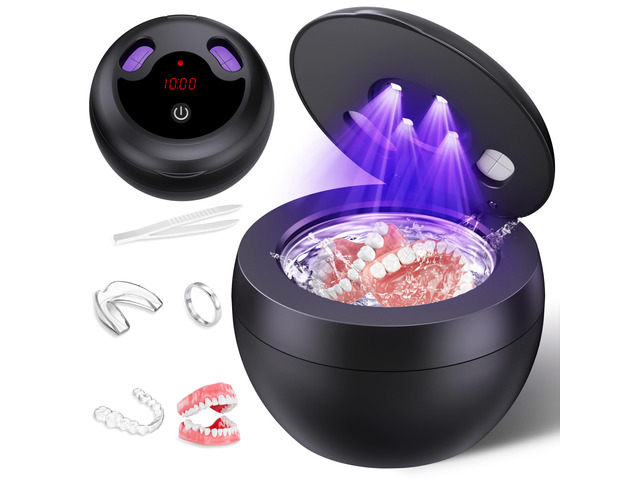 Upgraded Ultrasonic Retainer Cleaner Machine, 48kHz Ultrasonic Dentures Cleaner for Mouth Guards, Braces, Aligner, Toothbrush & Jewelry, 200ML...