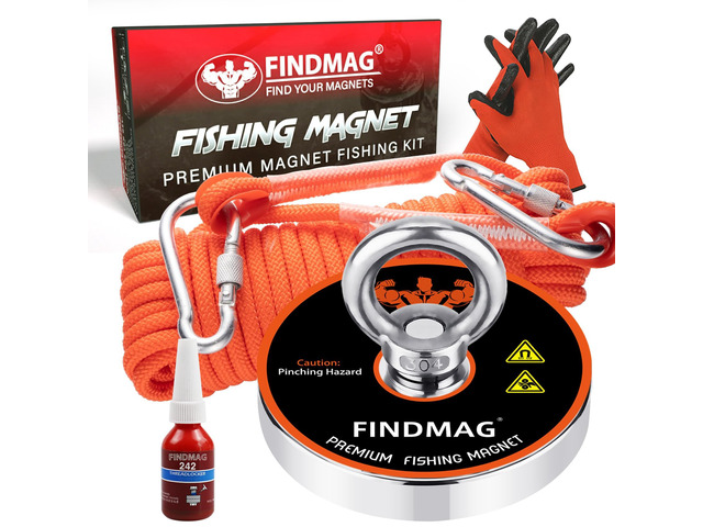 1500 LBS Fishing Magnets, 4.72 Inch Neodymium Fishing Magnet Kit Heavy Duty Magnet for Fishing, Super Strong Magnet Fishing Kit for Retrieving...