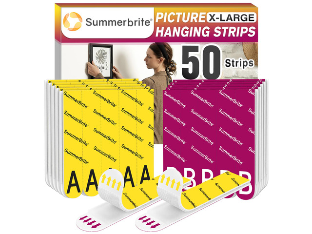 Picture Hanging Strips Heavy Duty XL 25 Pairs Damage Free Hanging Picture Hangers, Removable Hook and Loop Wall Strips, Frame Stickers No Nails for...