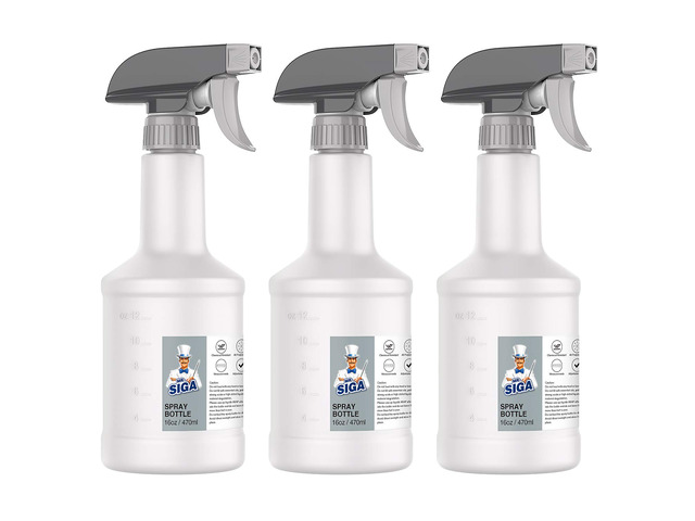 16 oz Empty Plastic Spray Bottles for Cleaning Solutions, 3 Pack Heavy duty household reusable spray bottles with measurements and adjustable leak...