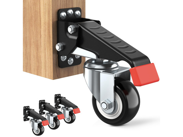 Workbench Casters kit 660 Lbs- Retractable Casters, 4 Pack Heavy Duty Bench Caster Wheels Side Mounted Retractable Workbench Wheels Designed for...