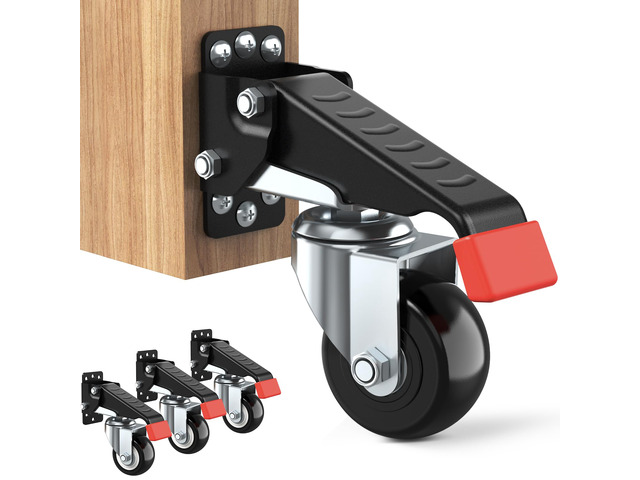 Workbench Casters kit 720 Lbs- Retractable Casters, 4 Pack Heavy Duty Bench Caster Wheels Side Mounted Retractable Workbench Wheels Designed for...