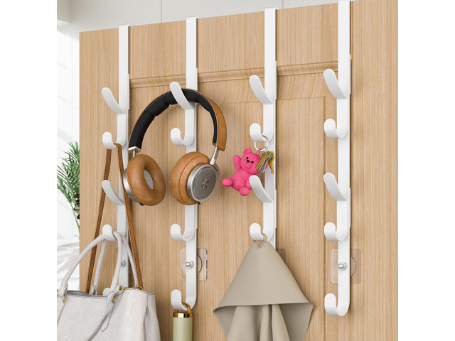 Over the Door Hooks, Metal Door Hooks for Hanging, Over the Door Purse Organizer for Coat Hanger, Back of Shower Door for Hanging Towel Rack...