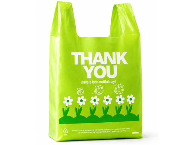 Green Thank you bags, 300PCS T shirt bags, To Go Bags,Grocery bags, Reusable and Disposable,Perfect for Small Business,Take Out,Retail,Large