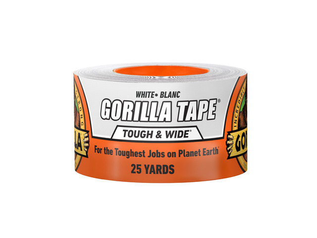 Tape Tough & Wide, White, 2.88' x 25 yd Double-Thick Adhesive, Grips Rough Surfaces, Heavy Duty, Weather Resistant for Indoor or Outdoor Use