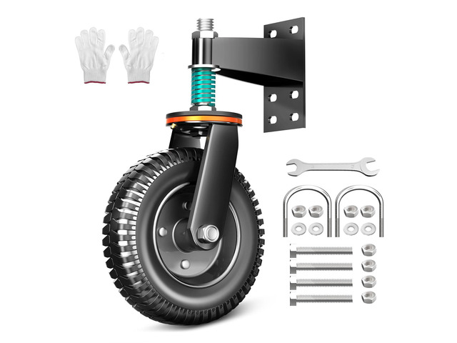 6 Inch Heavy Duty Gate Wheel, 750 lb Capacity, Fits Metal Tube Gates and Wooden Gates, 360° Swivel Spring-Loaded Caster. Gate Wheel for Smooth...