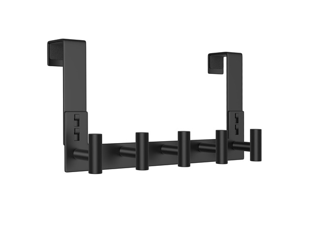 Over The Door Hooks Door Hanger for Hanging, Heavy Duty Rack Bathroom Hook for Clothes, Coat (5 Hook, Fits 1-3/4'' Thick)