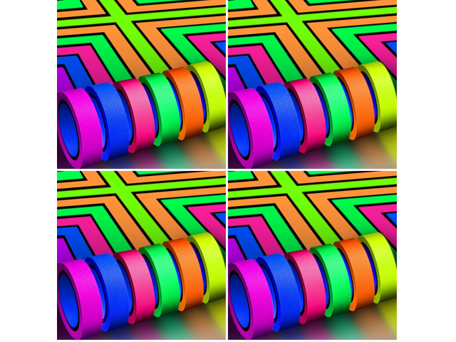 6 Colors Neon Gaffer Cloth Tape, Fluorescent UV Blacklight Tape for UV Party (0.6 inch x 16.5 feet) (Pack of 4)