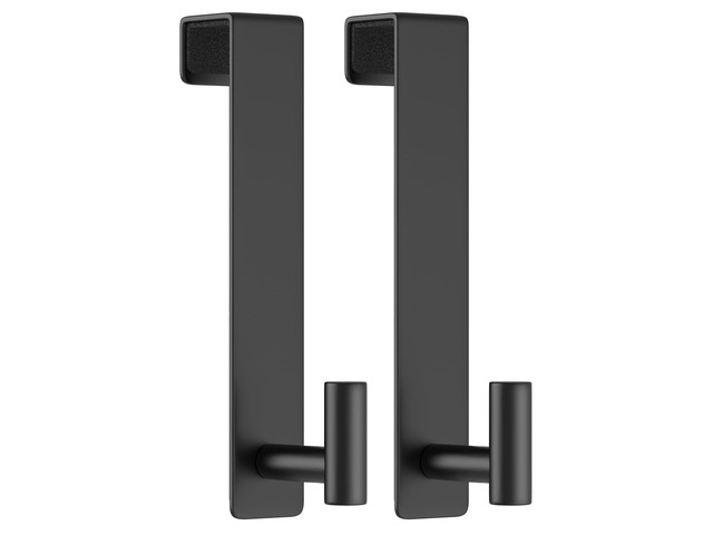Extended Over Door Hooks, Heavy-Duty Stainless Steel No-Drill Coat & Towel Hanger (T Shape 2 Pack, Fits 1-3/4'' Thick)