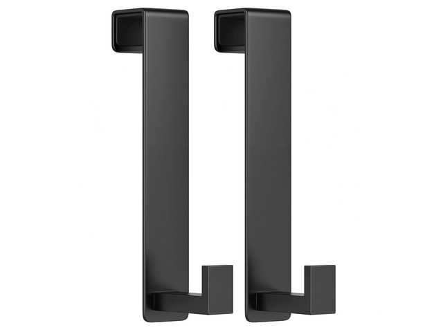 Extended Over Door Hooks, Heavy-Duty Coat Rack for Hanging, Metal No Drill Hook for Door (L Shape 2 Pack, Fits 1-3/4'' Thick)
