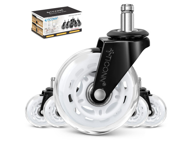 Office Chair Wheels, 3' Caster Wheels for Tile Carpets, Set of 5 650 lbs Weight Capacity, Smooth & Quiet Rolling, Scratch-Free Floor Protection,...