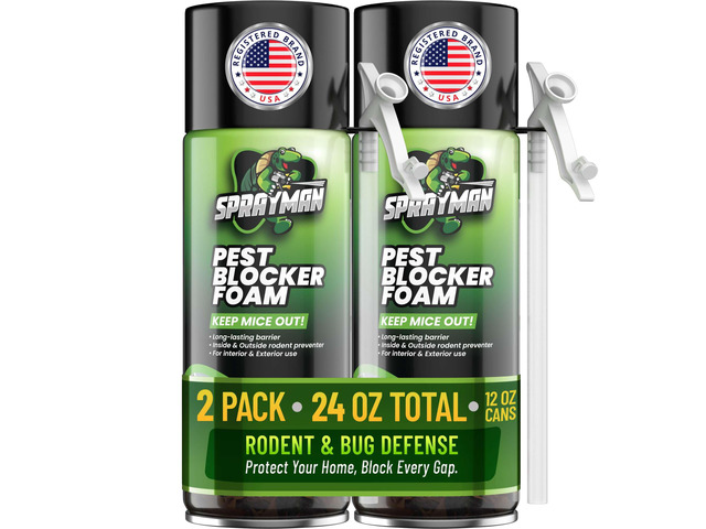 Pest Block Spray Foam - (2x12oz) 100% Odor-Free! Mouse - Rodent Repellent & Strong Polyurethane Mouse Blocker Foam Sealant Use Wall Foam Filler for...