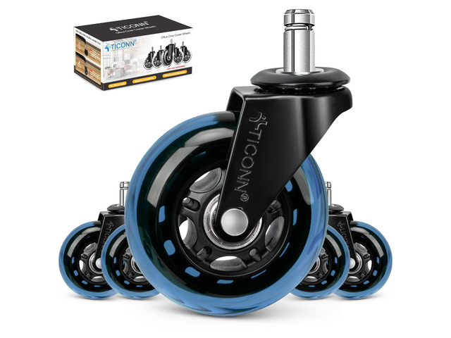 Office Chair Wheels, 3' Caster Wheels for Tile Carpets, Set of 5 650 lbs Weight Capacity, Smooth & Quiet Rolling, Scratch-Free Floor Protection,...