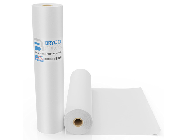 White Kraft Butcher Paper Roll - 18 Inch x 175 Feet Roll - Made in USA - Food-Grade Wrapping Paper for All Meat Varieties - Packaging and...