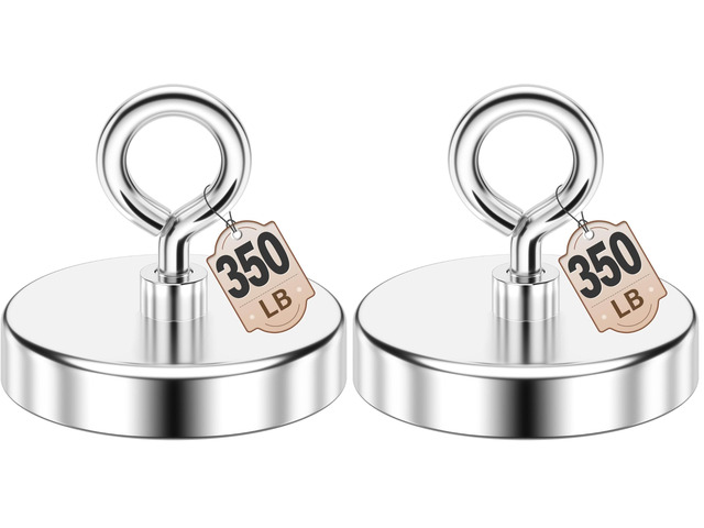350 LBS Fishing Magnet, 2 Inch Strong Neodymium Magnet (Pack of 2)