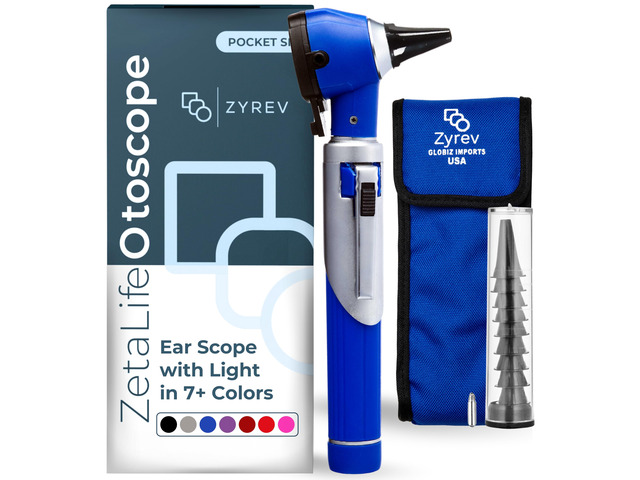 ZetaLife Otoscope - Ear Scope with Light, Ear Infection Detector, Pocket Size (Blue Color)