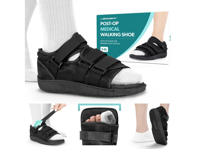 Post Op Shoe - Adjustable Orthopedic Medical Walking Boot for Broken Foot, Broken Toe, Stress Fracture and Injuries, Universal Cast Shoe for Men...