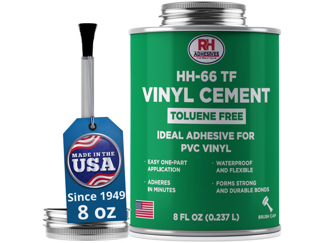 HH-66 Toluene Free Vinyl Cement 8 oz - PVC & Vinyl Glue for Pools, Tarps Toluene-free formula, flexible waterproof bond, for vinyl, PVC, pool...