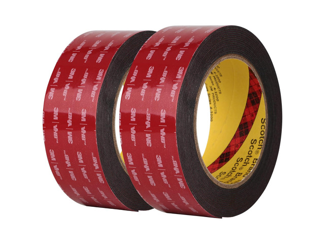 3M 5925 Double Sided Mounting Tape, 2 Pack Black Foam Tape High Bond 0.025 in Foam Tape, Waterproof Double Sided Adhesive for Decor, Frames, Logos,...