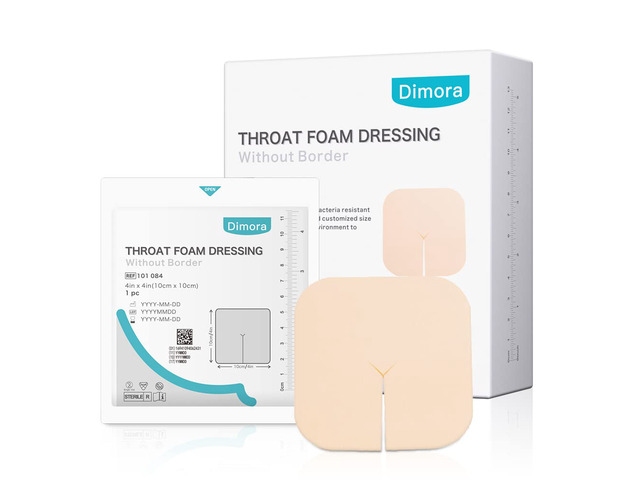 Fenestrated Foam Dressing, Non-Adhesive Tracheo Pads 4'x4' 10 Packs, Tracheostomy Supplies Hydrophilic Highly Absorbent Soft Wound Dressings,...